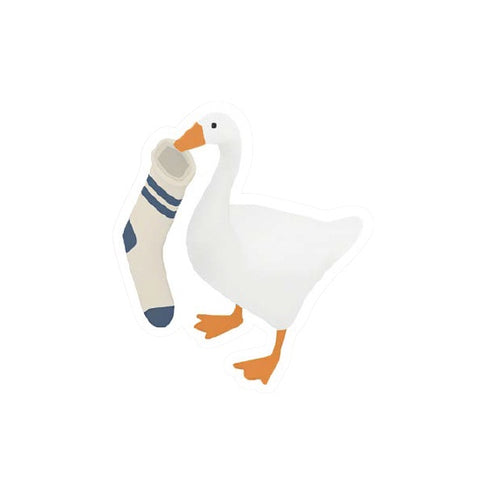 Untitled Goose Game: Goose With Sock Vinyl Sticker