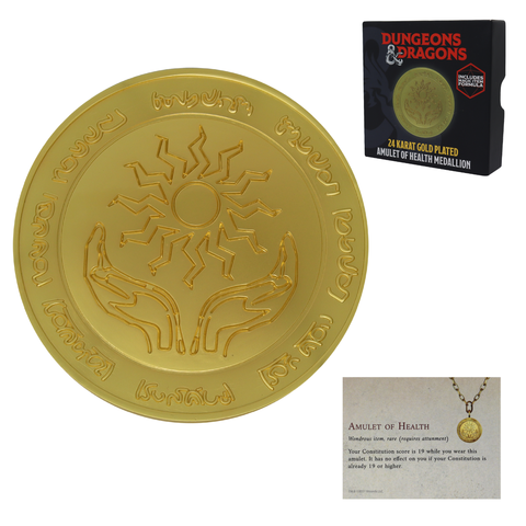 D&D: 24k Gold Plated Amulet of Health Medallion